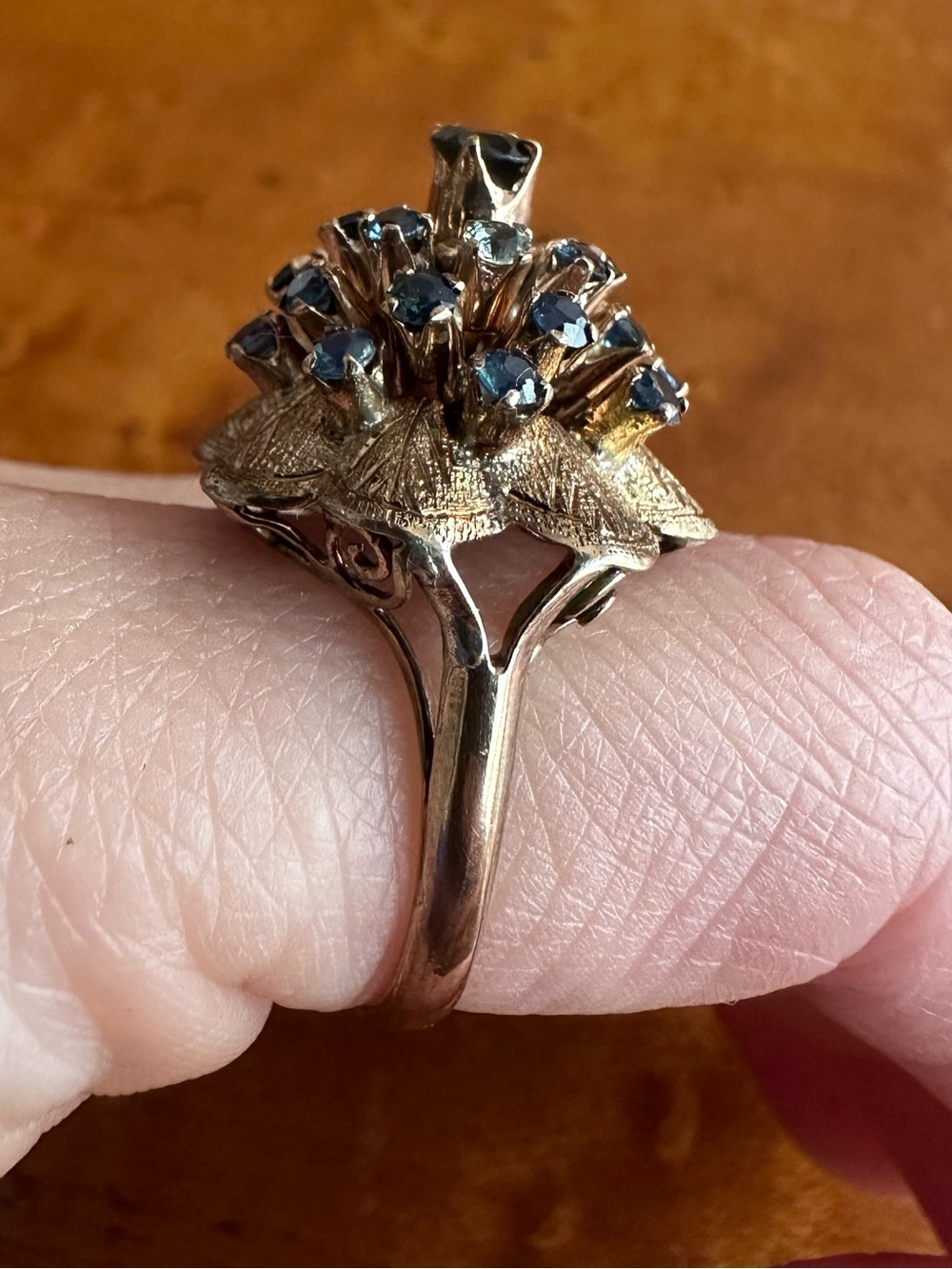 Antique Blue Diamond 8-10k Gold Dome Ring Size 6